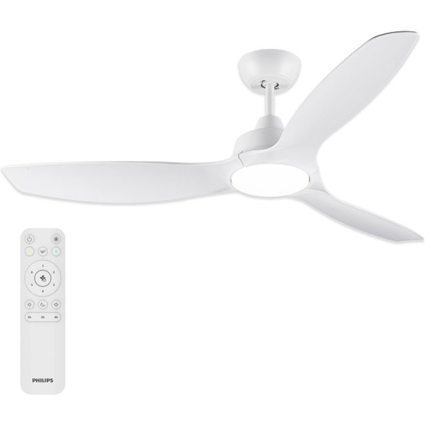 Philips LED Deckenleuchte Fixed 24W DC-Ventilator 30W, fixe Rotorblätter, ⌀ 106cm, weiß, CCT - über Fernbedienung, Dimmer, Dimmfunktion, Ein-/Ausschalter, Farbs