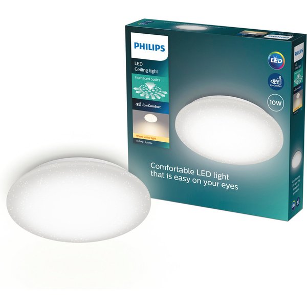 Philips LED Deckenleuchte Moire CL200, warmweiß (2700K), rund, weiß, LED fest integriert, Warmweiß, Sternenlichtoptik