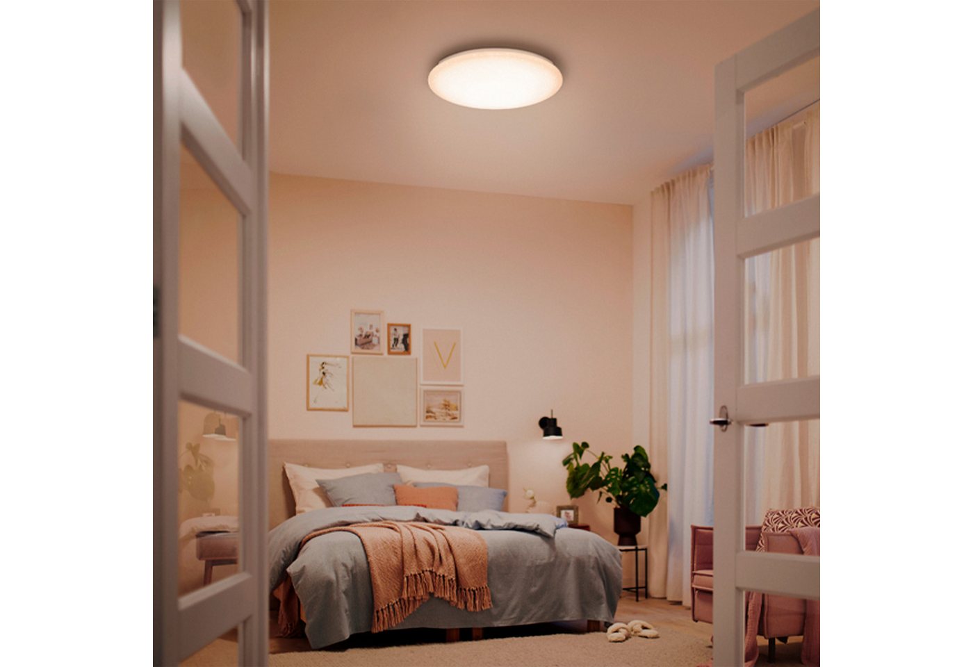 Philips LED Deckenleuchte Moire CL200, warmweiß (2700K), rund, weiß, LED fest integriert, Warmweiß, Sternenlichtoptik – Bild 2 von 5