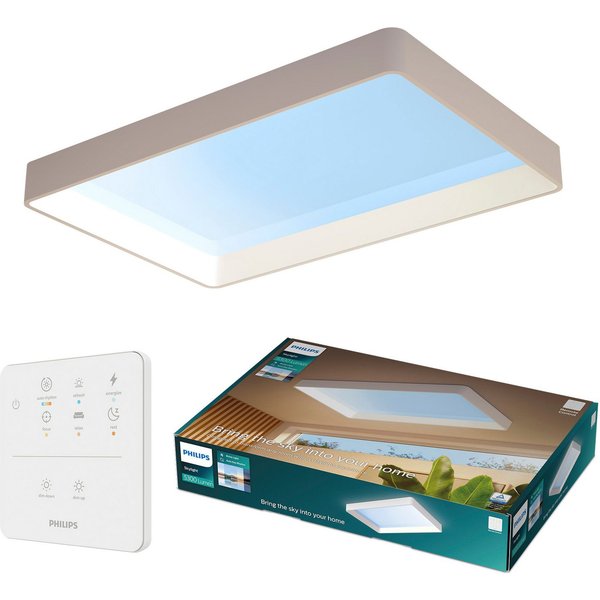 Philips LED Deckenleuchte Skylight LED Panel mit Tageslichtsimulation, IP44, Abschaltautomatik, CCT - über Fernbedienung, Dimmfunktion, Ein-/Ausschalter, Farbst