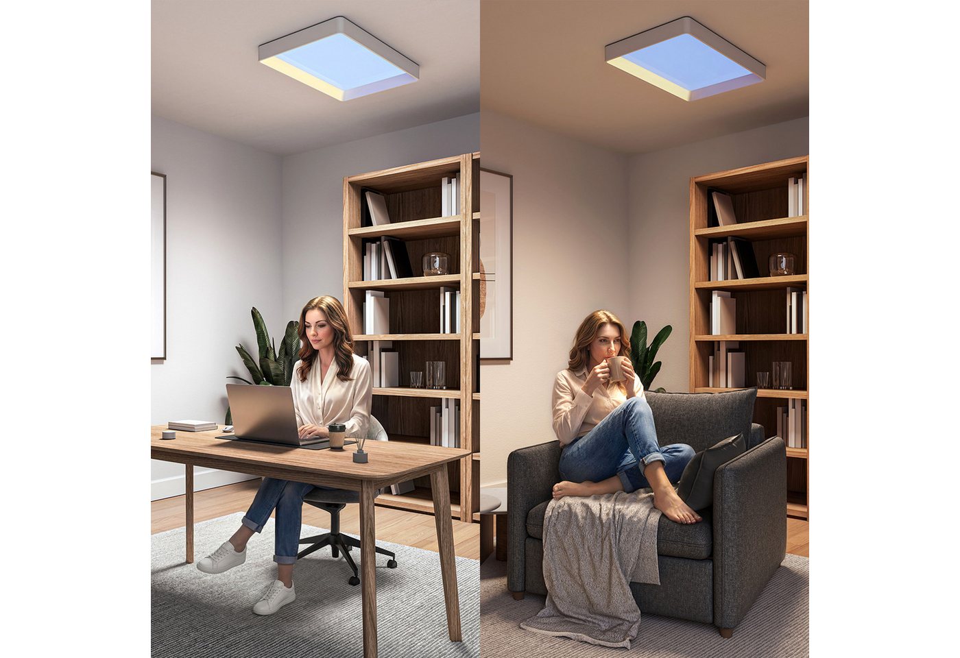 Philips LED Deckenleuchte Skylight LED Panel mit Tageslichtsimulation, IP44, Abschaltautomatik, CCT - über Fernbedienung, Dimmfunktion, Ein-/Ausschalter, Farbst – Bild 3 von 5