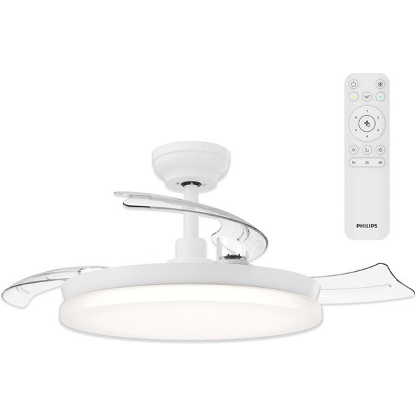 Philips LED Deckenleuchte Solr 35W mit DC-Ventilator 32W mit einziehbaren Rotorblättern, weiß, CCT - über Fernbedienung, Dimmer, Dimmfunktion, Ein-/Ausschalter,