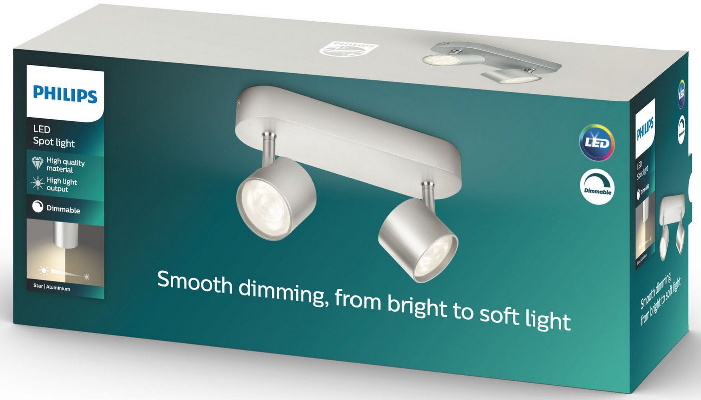 Philips LED Deckenspot myLiving Star Doppelspot, 1000lm, Aluminium, LED fest integriert, Warmweiß – Bild 3 von 3
