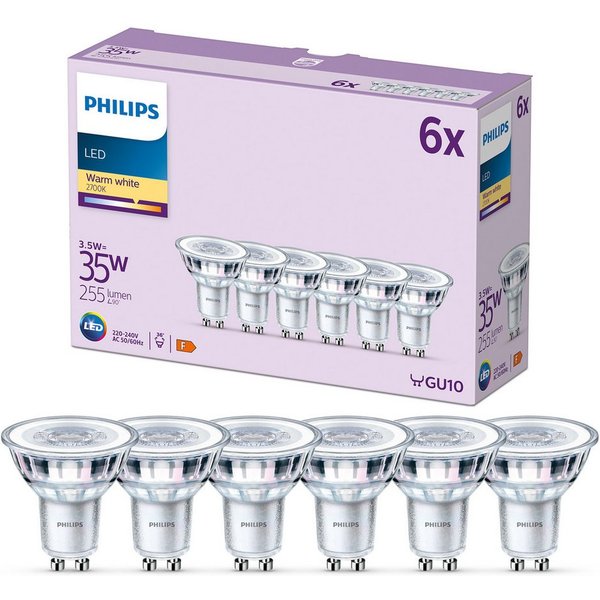 Philips LED-Leuchtmittel Classic 35W Non-Dim, GU10, 6 St., Warmweiß