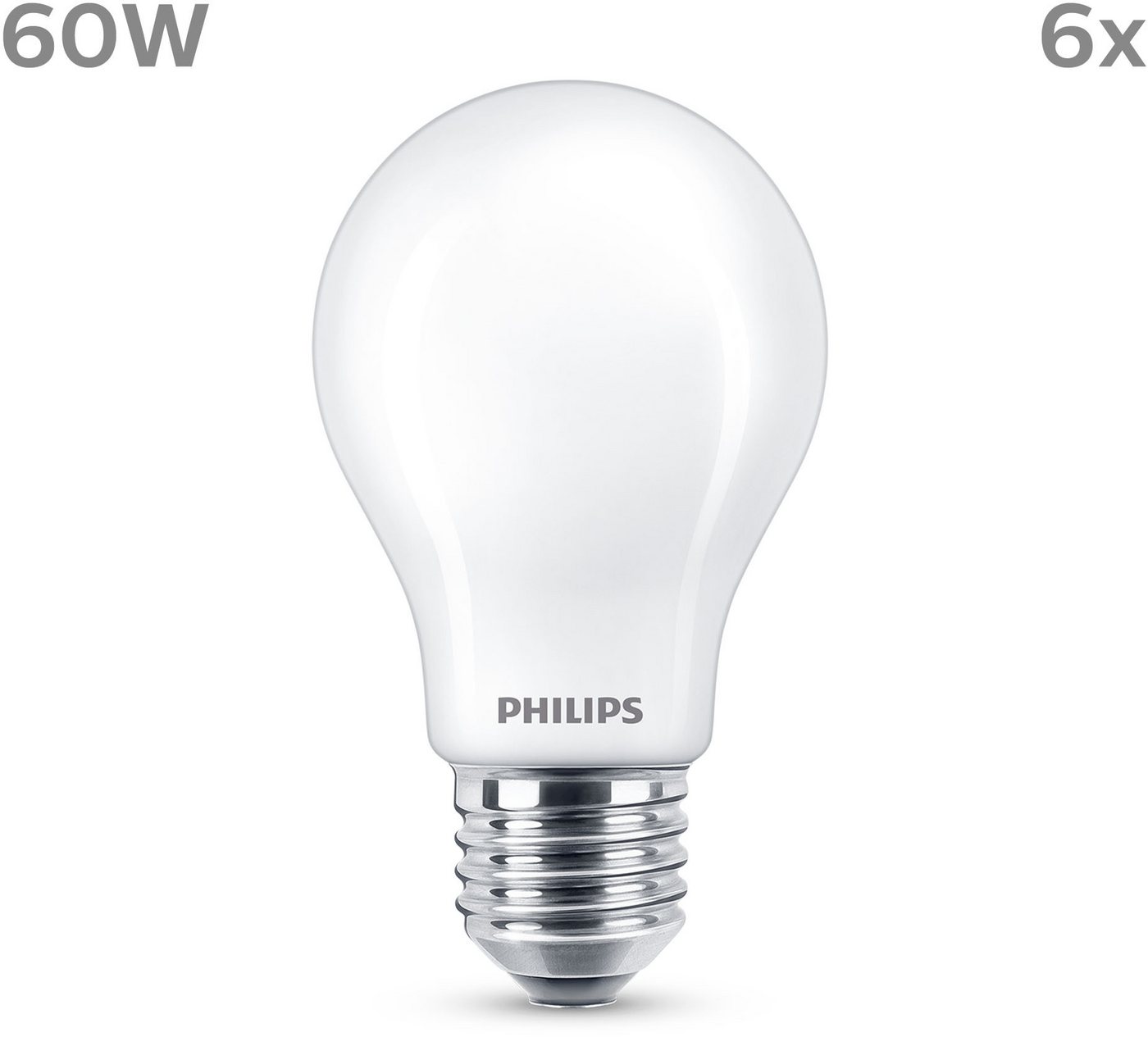 Philips LED-Leuchtmittel Classic 60W Non-Dim, E27, 6 St., Warmweiß – Bild 3 von 5