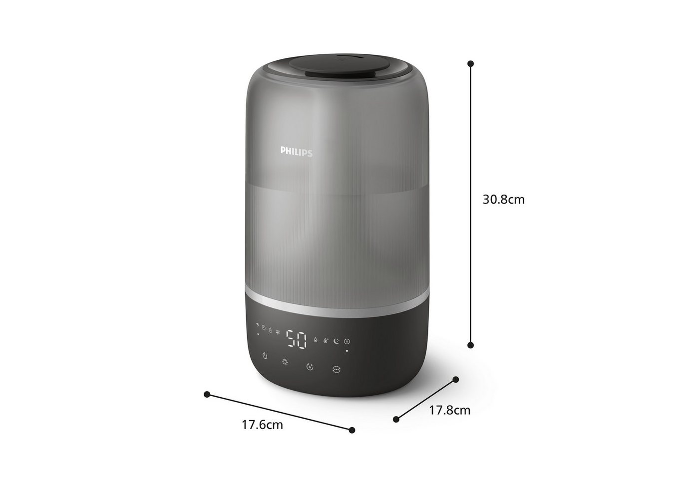 Philips Luftbefeuchter HU1510 1000 Series, ultraschall, 3 l Wassertank, für 41 m² Räume, mit Aroma-Diffusor, Stimmungslicht, App verbunden – Bild 5 von 5