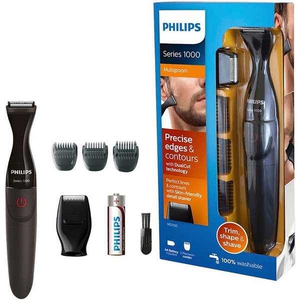 Philips Multifunktionstrimmer Series 1000 MG1100/16, abwaschbar, mit DualCut-Präzisionstrimmer und 3 Präzisionskämme