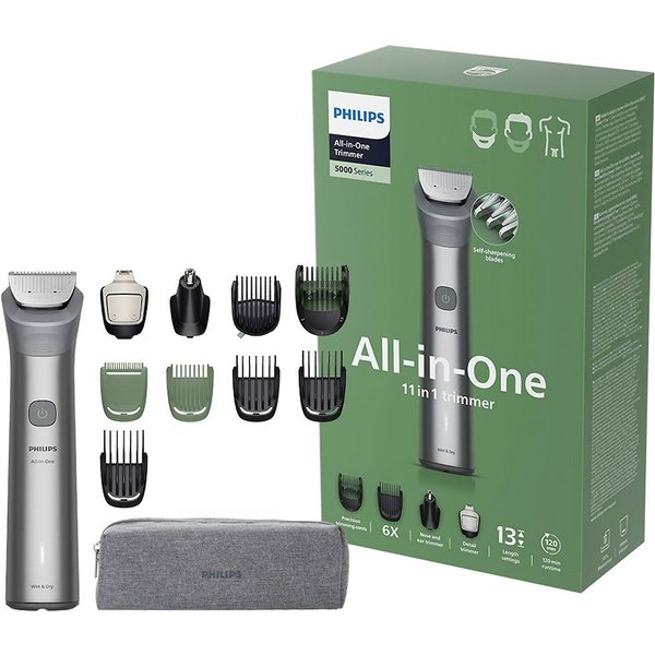 Philips Multifunktionstrimmer Series 5000 MG5941/15, 11-in-1-Trimmer für Gesicht, Körper und Kopfhaare