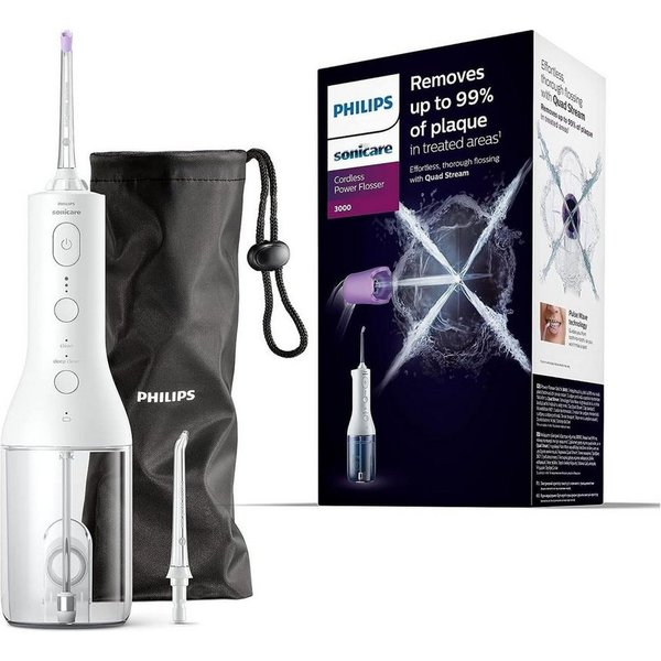 Philips Munddusche Flosser 3000 HX3826/31, Standardspitze punktuelles Reinigung, Vollständige Reinigung in 60 sec