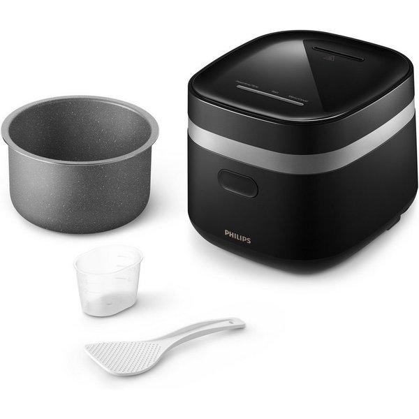 Philips Reiskocher Mini 3000 Series, für 1-3 Personen, mit 8 voreingestellten Programmen, 400 W, 0,54 l ungekochter Reis, Fast Cook-Modus u. Antihaft-Beschichtu
