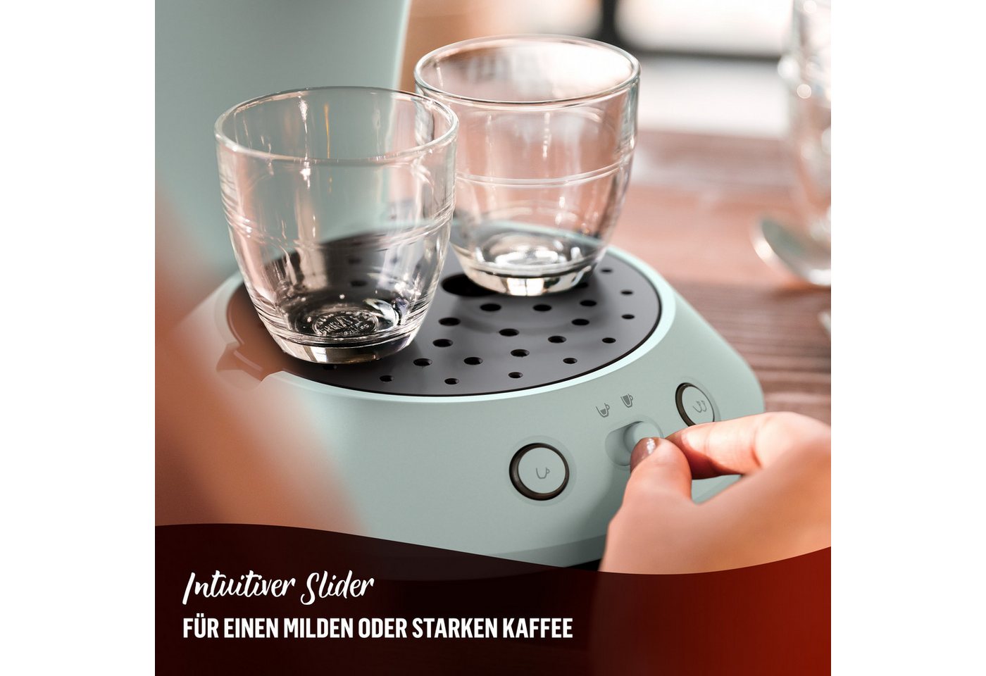 Philips Senseo Kaffeepadmaschine Original Plus CSA210/80, mit zwei Kaffee-Einstellungen, Gratis-Zugabe 1 Flüssigentkalker – Bild 3 von 5