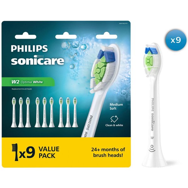 Philips Sonicare Aufsteckbürsten W2 Optimal White HX6069/87, für weißere Zähne, für jedes Sonicare Handstück