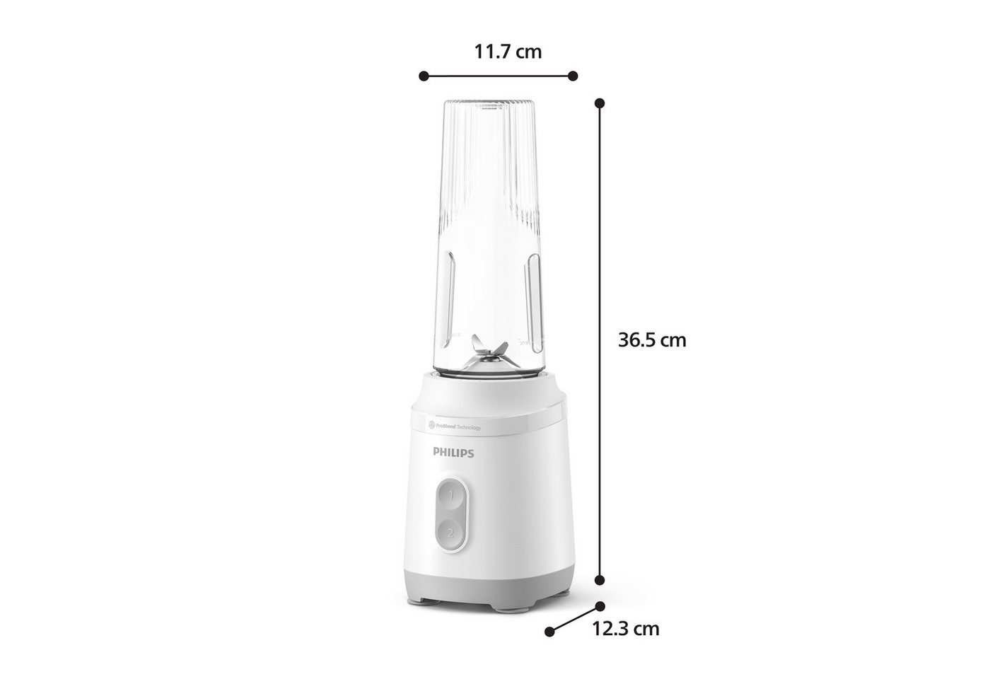 Philips Standmixer HR2760/01 mit ProBlend-Technologie, 350 W, Blend & Go-Trinkbecher, 2 Geschwindigkeitsstufen, Weiß – Bild 2 von 5