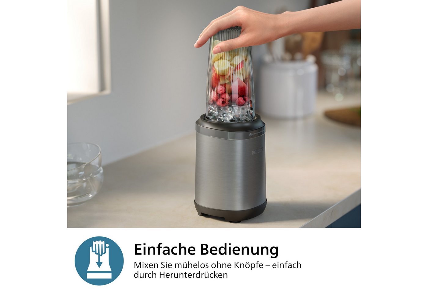 Philips Standmixer HR2764/00 5000 Series, mit ProBlend Plus-Technologie, 800 W, 700ml-Tritan-Becher, kompaktes Design, Edelstahl/Schwarz – Bild 3 von 5