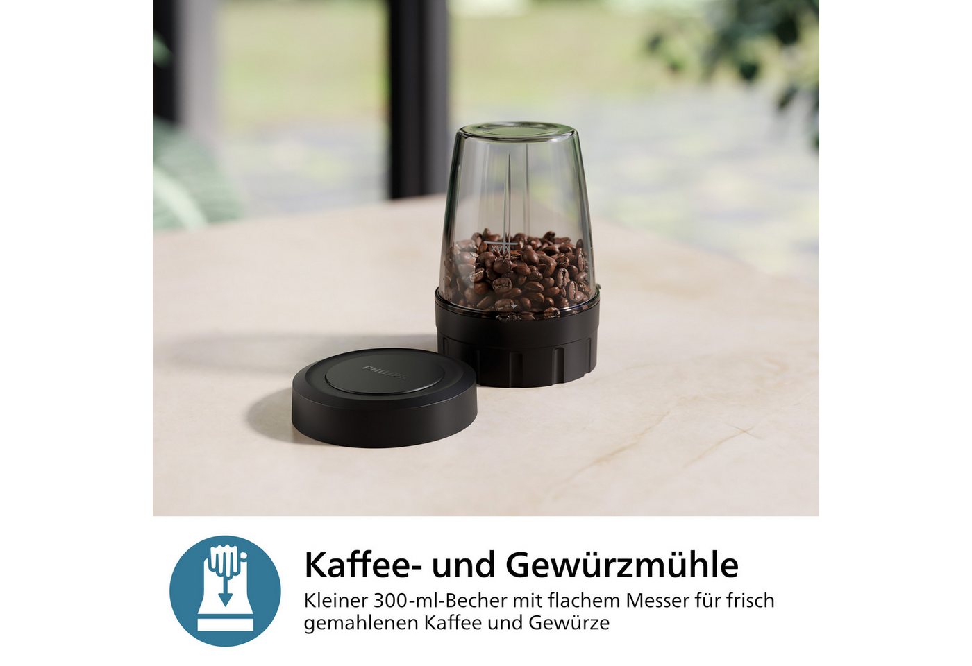 Philips Standmixer HR2767/00 5000 Series, mit ProBlend Plus-Technologie, 1000 W, 3 Becher (700, 500, 300 ml), kompaktes Design, Schwarz/Edelstahl – Bild 4 von 5