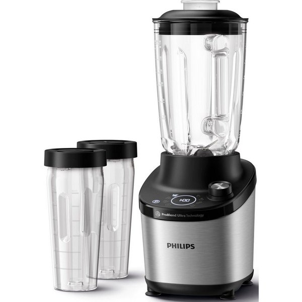 Philips Standmixer HR3760/10 7000 Series, mit ProBlend Ultra-Technologie, 1500 W, 2L-Glasbehälter und Schnellauswahlprogrammen, Metallic/Schwarz