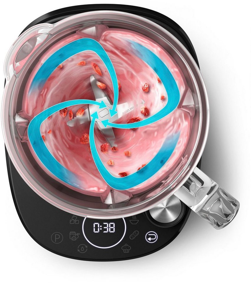 Philips Standmixer HR3760/10 7000 Series, mit ProBlend Ultra-Technologie, 1500 W, 2L-Glasbehälter und Schnellauswahlprogrammen, Metallic/Schwarz – Bild 3 von 5