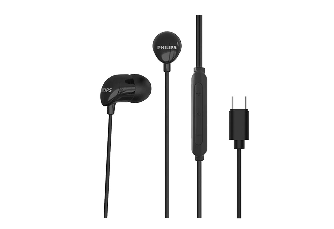 Philips TAE2146BK In-Ear-Kopfhörer (Clear Sound, Dynamische Bässe, Integriertes Mikrofon, USB-C, Schwarz) – Bild 3 von 5
