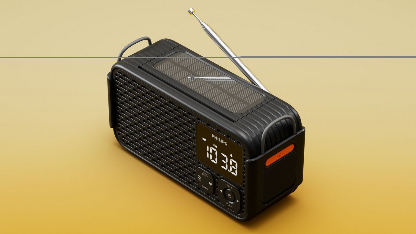 Philips TAR3500/00 Notfallradio (AM-Tuner, FM-Tuner, 3 W, Kurbelradio, LED-Leuchte, lauter SOS-Alarm + Blinkleuchte,USB-C, USB-A) – Bild 4 von 5