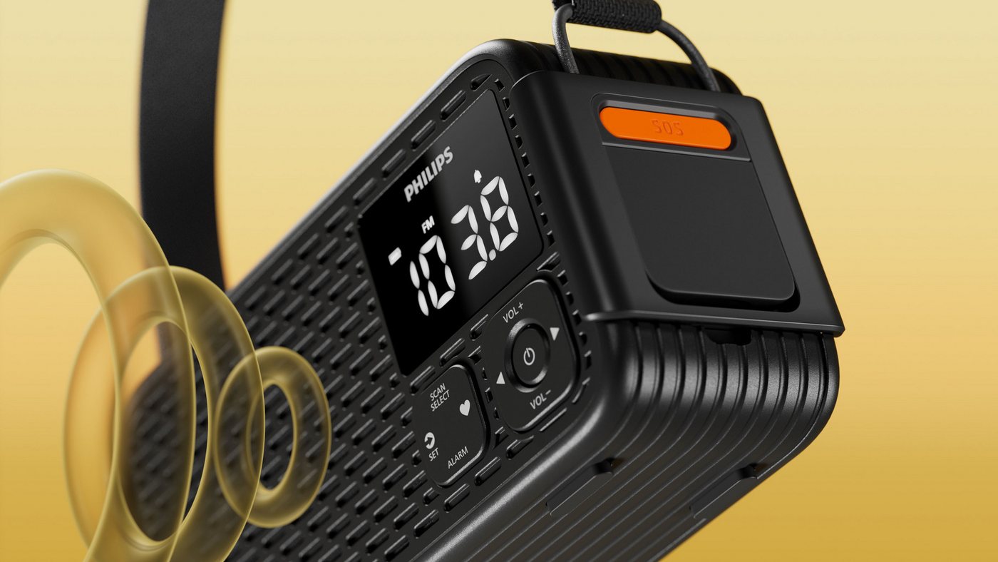 Philips TAR3500/00 Notfallradio (AM-Tuner, FM-Tuner, 3 W, Kurbelradio, LED-Leuchte, lauter SOS-Alarm + Blinkleuchte,USB-C, USB-A) – Bild 5 von 5