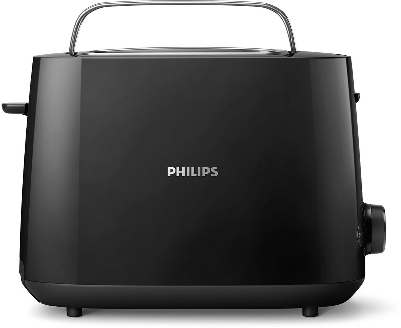 Philips Toaster HD2581/90 Daily Collection, 2 kurze Schlitze, für 2 Scheiben, 830 W, Brötchenaufsatz, Krümelschublade, 8 Bräunungsstufen, Schwarz – Bild 2 von 5