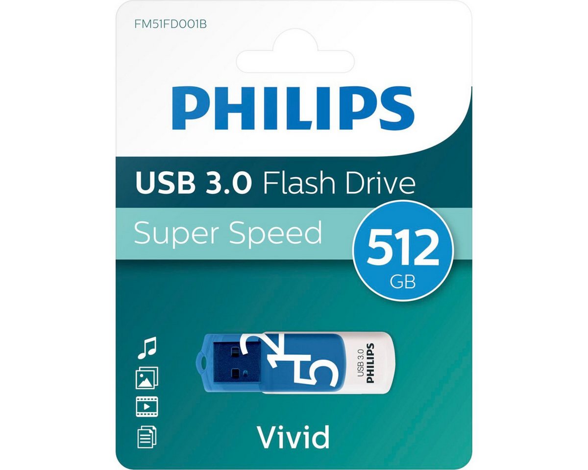 Philips USB 3.0 512GB Vivid Edition Spring Blue USB-Stick – Bild 2 von 2
