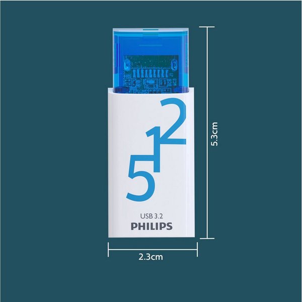 Philips USB Stick 512GB Speicherstick Click Series weiß blau Typ C USB 3.2 USB-Stick