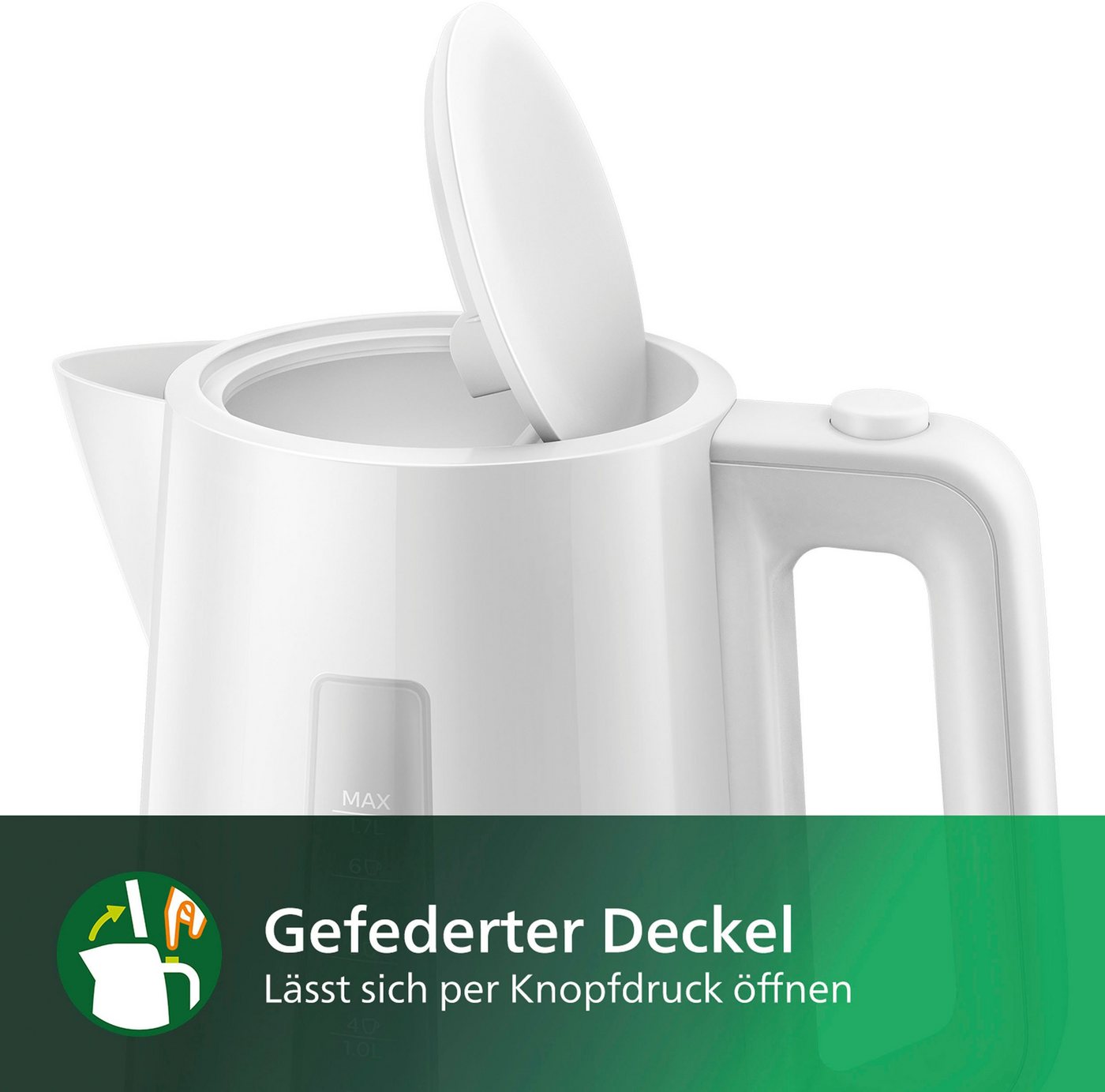 Philips Wasserkocher HD9318/00 Serie 3000, 1,7 l, 2200 W, Trockengehschutz – Bild 5 von 5