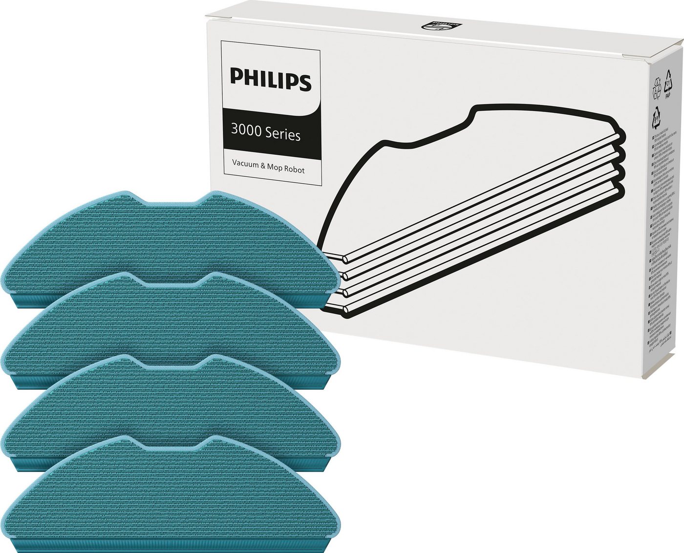 Philips XV1430/00 Mikrofasertuch (Packung, Zubehör für Philips Saugroboter 3000 Series XU3000/02, 4 Stk) – Bild 5 von 5
