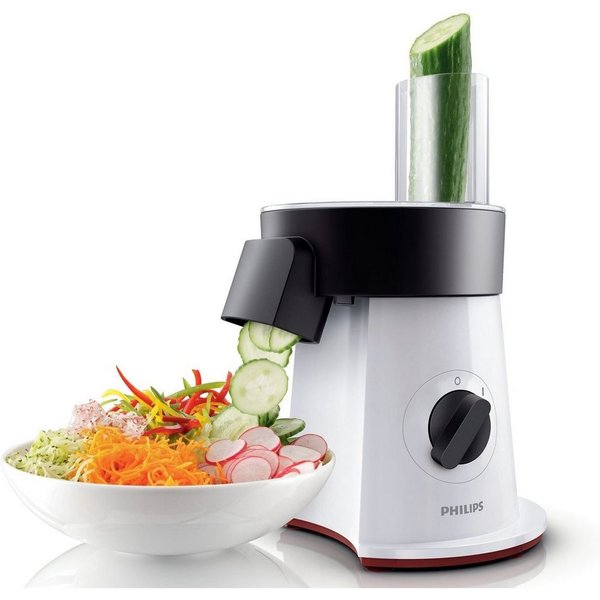 Philips Zerkleinerer HR1388/80 Viva Collection, 200 W, Salatzubereiter, 5 Edelstahlscheiben