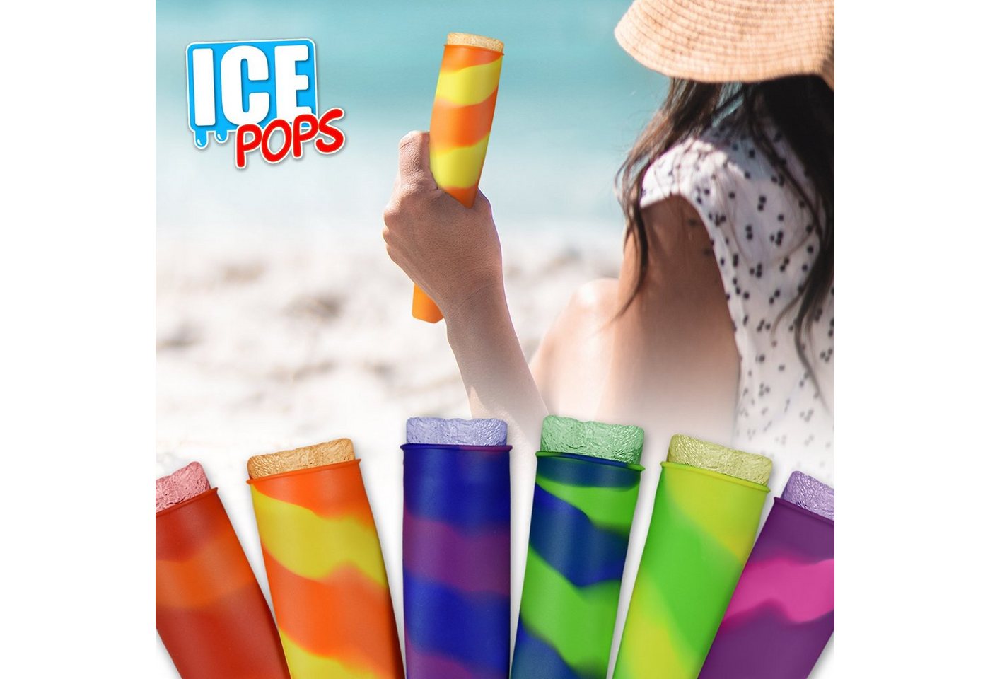 PhoneNatic Eisform 6x Eis-Pops Set Eis zum selber machen - Silikonformen mit Deckel – Bild 5 von 5
