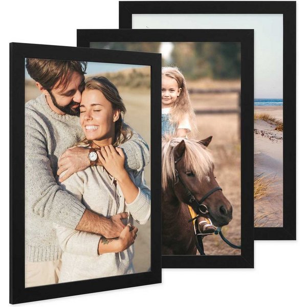 PHOTOLINI Bilderrahmen 3er Set breite Rahmen mit bruchsicherem Acrylglas für Fotos & Poster, für 3 Bilder (3er Set), im modernen Stil für Ihre stilvolle Wanddek