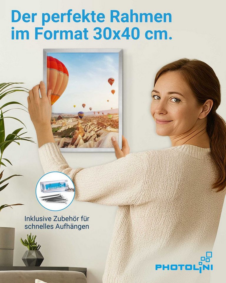 PHOTOLINI Bilderrahmen 3er Set modern mit bruchsicherem Acrylglas, Holz MDF, Fotos & Poster, für 3 Bilder (3er Set), Posterrahmen 30x40 cm zum Aufhängen – Bild 2 von 5
