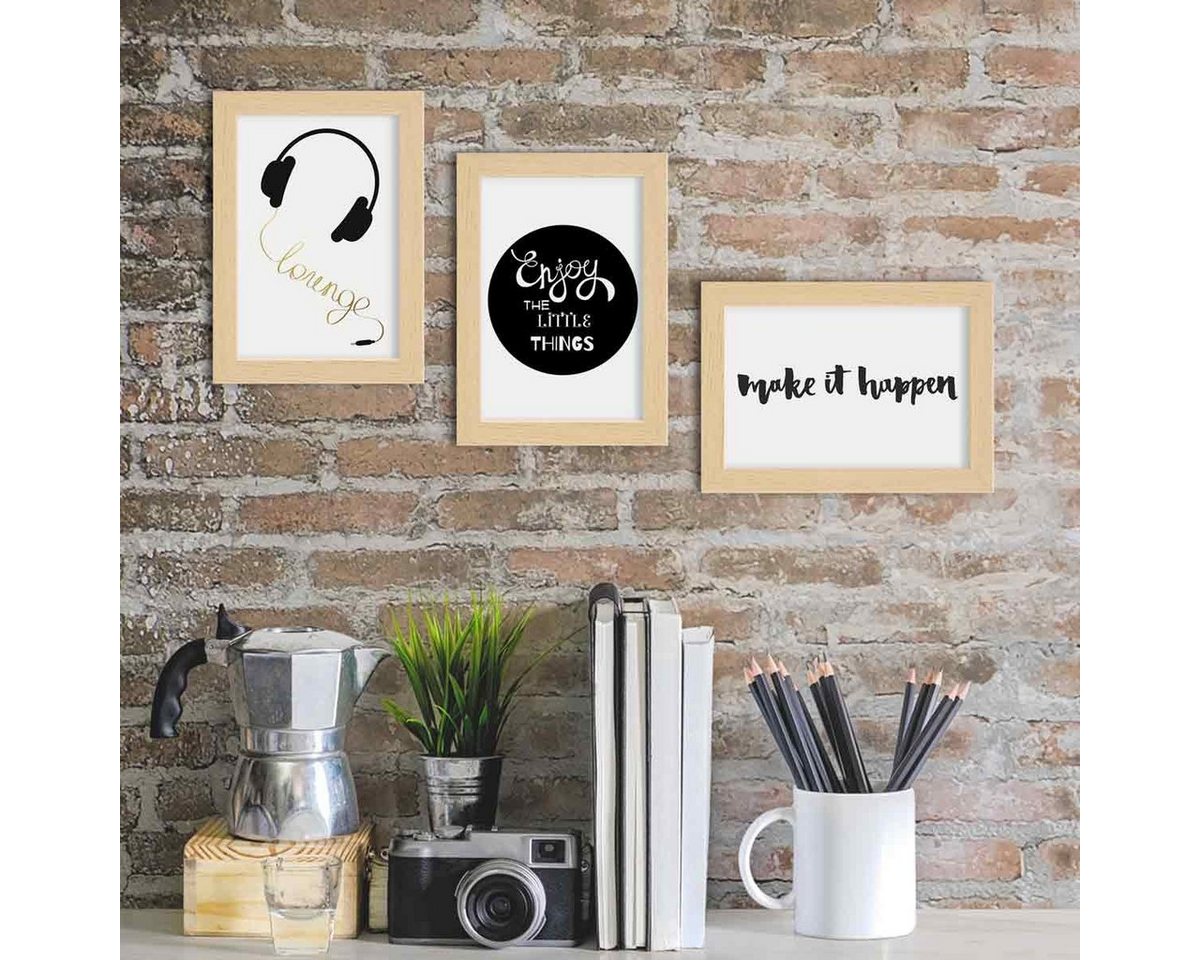PHOTOLINI Bilderrahmen 3er Set modern mit bruchsicherem Acrylglas, Holz MDF, Fotos & Poster, für 3 Bilder (3er Set), Posterrahmen 10x15 cm zum Aufhängen & Aufst – Bild 4 von 5