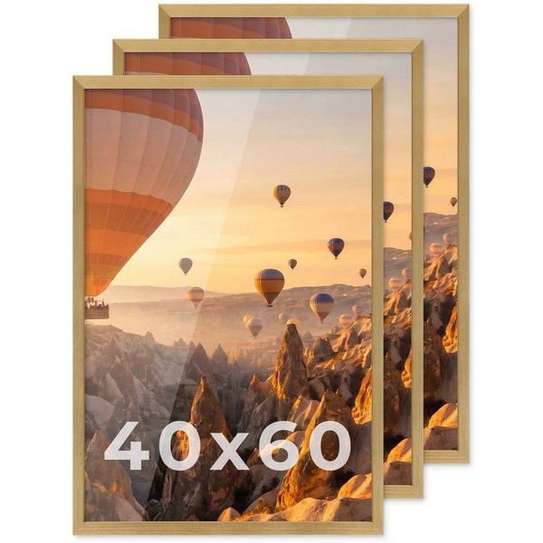 PHOTOLINI Bilderrahmen 3er Set modern mit bruchsicherem Acrylglas, Holz MDF, Fotos & Poster, für 3 Bilder (3er Set), Posterrahmen 40x60 cm zum Aufhängen