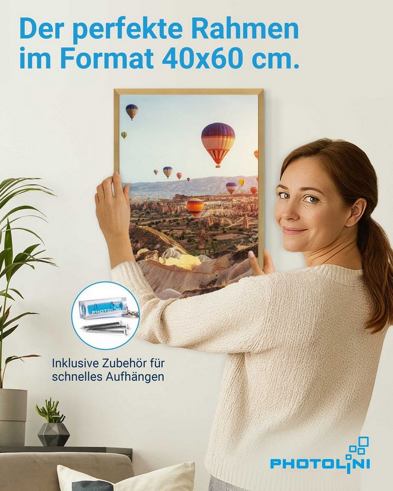 PHOTOLINI Bilderrahmen 3er Set modern mit bruchsicherem Acrylglas, Holz MDF, Fotos & Poster, für 3 Bilder (3er Set), Posterrahmen 40x60 cm zum Aufhängen – Bild 2 von 5