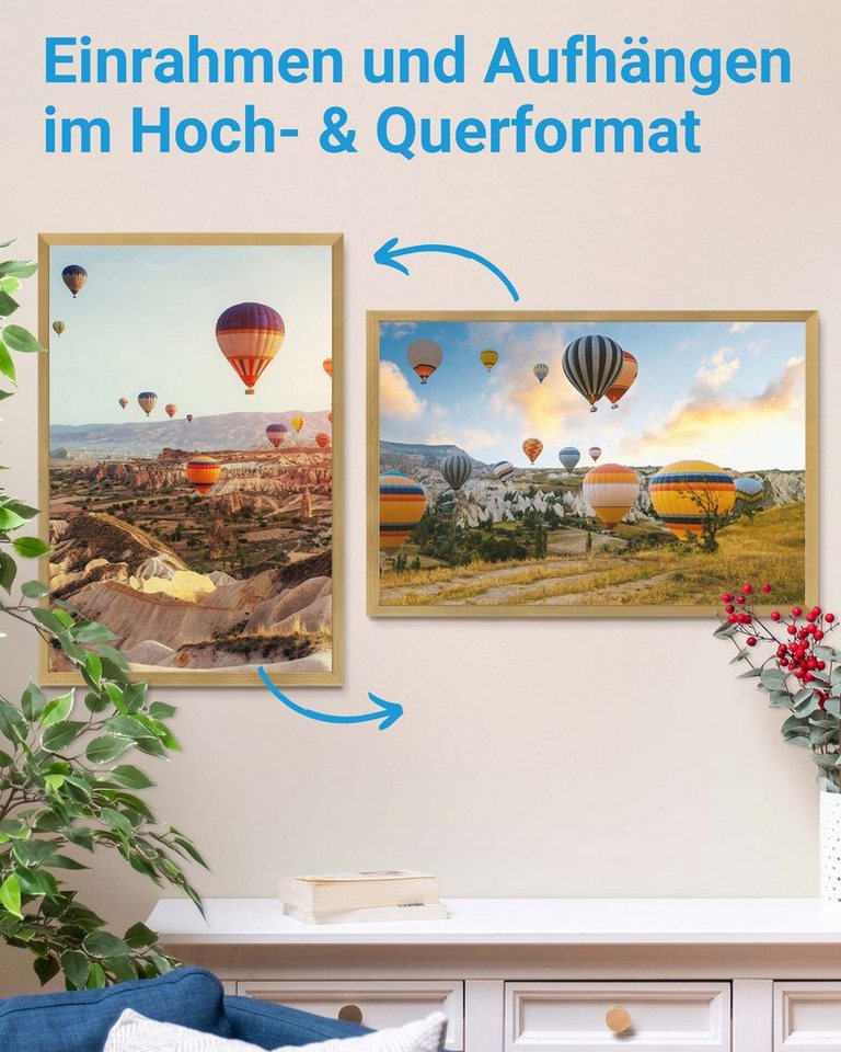 PHOTOLINI Bilderrahmen 3er Set modern mit bruchsicherem Acrylglas, Holz MDF, Fotos & Poster, für 3 Bilder (3er Set), Posterrahmen 40x60 cm zum Aufhängen – Bild 4 von 5