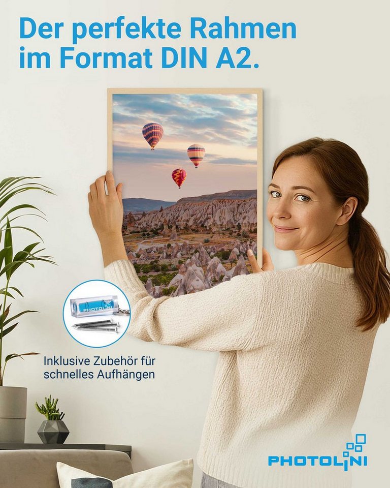 PHOTOLINI Bilderrahmen 3er Set modern mit bruchsicherem Acrylglas, Holz MDF, Fotos & Poster, für 3 Bilder (3er Set), Posterrahmen A2 42x60 cm zum Aufhängen – Bild 2 von 5