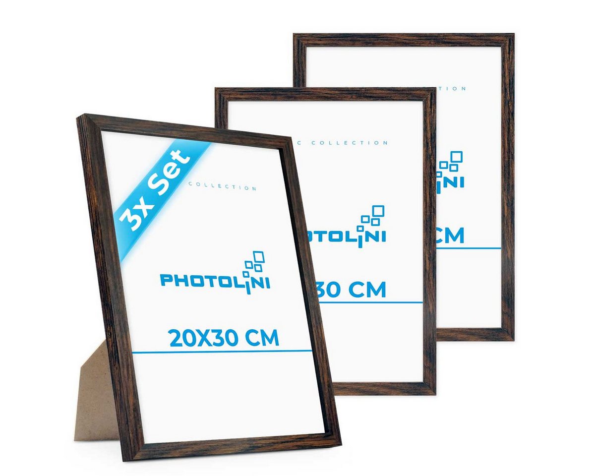 PHOTOLINI Bilderrahmen 3er Set modern mit bruchsicherem Acrylglas, Holz MDF, Fotos & Poster, für 3 Bilder (3er Set), Posterrahmen 20x30 cm zum Aufhängen & Aufst – Bild 2 von 5