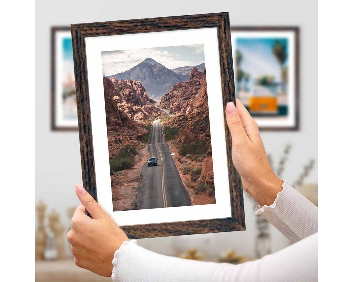 PHOTOLINI Bilderrahmen 3er Set modern mit bruchsicherem Acrylglas, Holz MDF, Fotos & Poster, für 3 Bilder (3er Set), Posterrahmen 20x30 cm zum Aufhängen & Aufst – Bild 4 von 5
