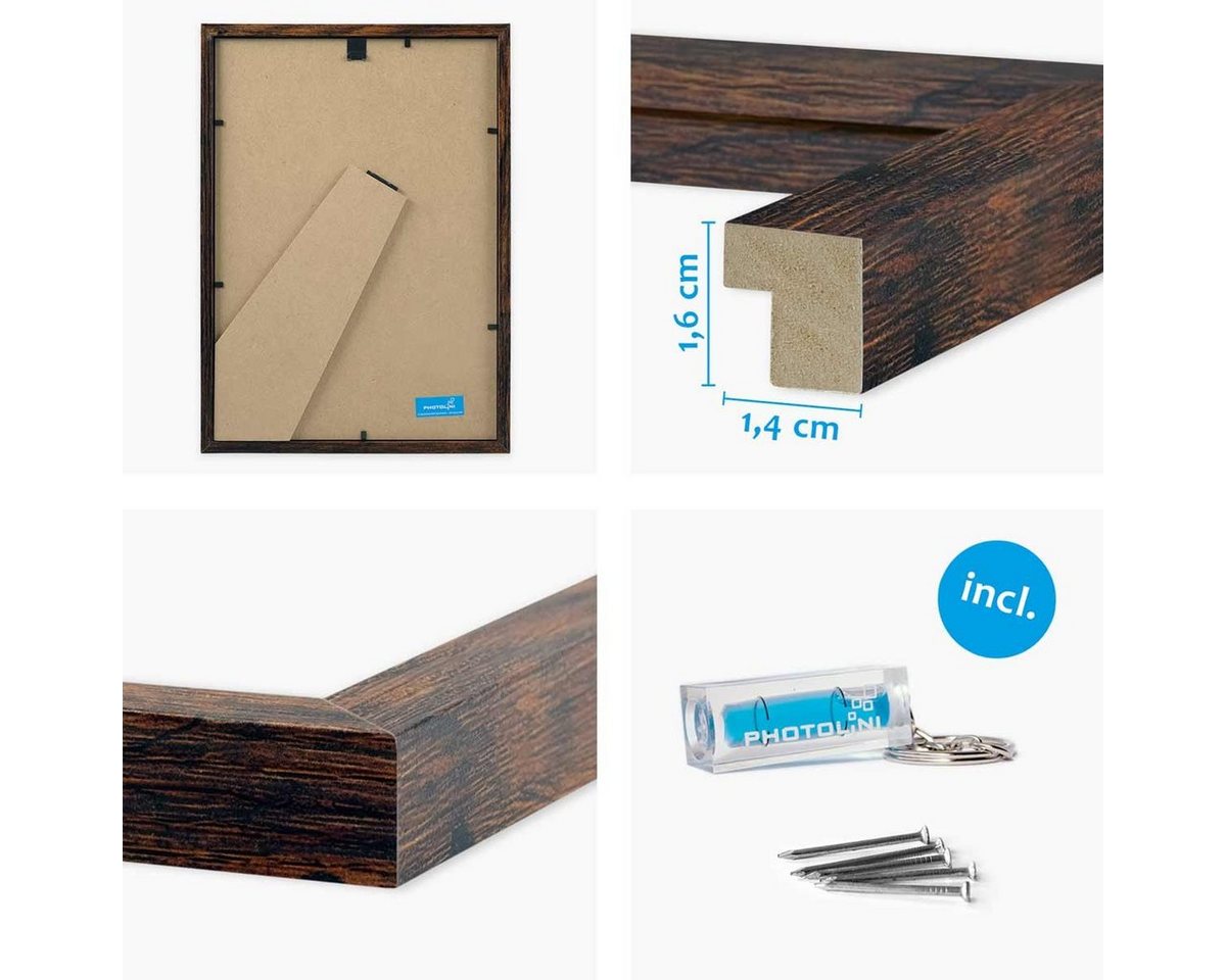PHOTOLINI Bilderrahmen 3er Set modern mit bruchsicherem Acrylglas, Holz MDF, Fotos & Poster, für 3 Bilder (3er Set), Posterrahmen 20x30 cm zum Aufhängen & Aufst – Bild 5 von 5