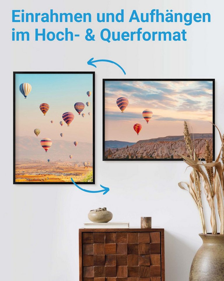 PHOTOLINI Bilderrahmen 3er Set modern mit bruchsicherem Acrylglas, Holz MDF, Fotos & Poster, für 3 Bilder (3er Set), Posterrahmen 50x70 cm zum Aufhängen – Bild 4 von 5