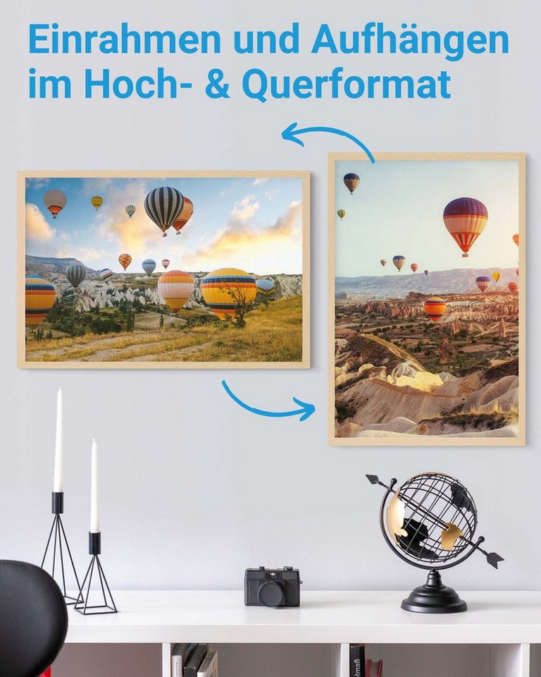 PHOTOLINI Bilderrahmen 3er Set modern mit bruchsicherem Acrylglas, Holz MDF, Fotos & Poster, für 3 Bilder (3er Set), Posterrahmen 40x60 cm zum Aufhängen – Bild 4 von 5