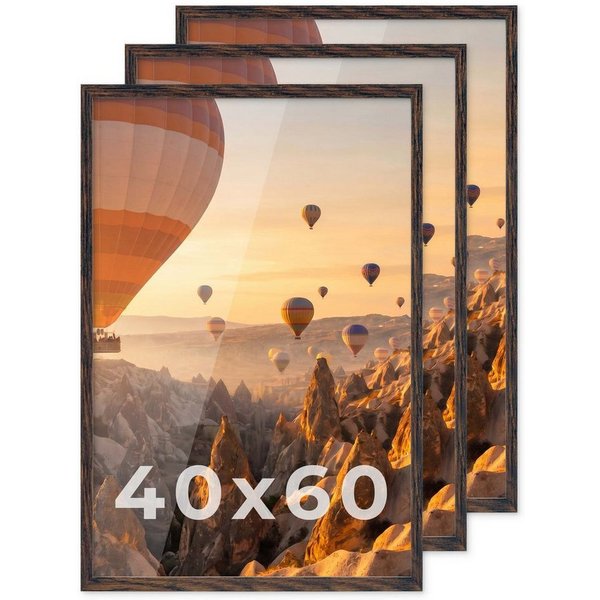 PHOTOLINI Bilderrahmen 3er Set modern mit bruchsicherem Acrylglas, Holz MDF, Fotos & Poster, für 3 Bilder (3er Set), Posterrahmen 40x60 cm zum Aufhängen