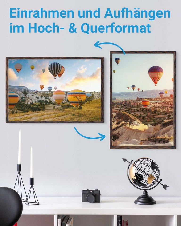 PHOTOLINI Bilderrahmen 3er Set modern mit bruchsicherem Acrylglas, Holz MDF, Fotos & Poster, für 3 Bilder (3er Set), Posterrahmen 40x60 cm zum Aufhängen – Bild 4 von 5