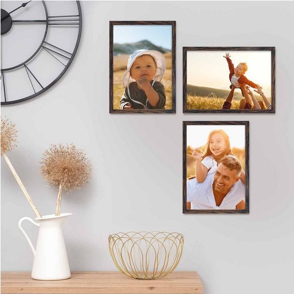 PHOTOLINI Bilderrahmen 3er Set modern mit bruchsicherem Acrylglas, Holz MDF, Fotos & Poster, für 3 Bilder (3er Set), Posterrahmen 20x25 cm zum Aufhängen & Aufst