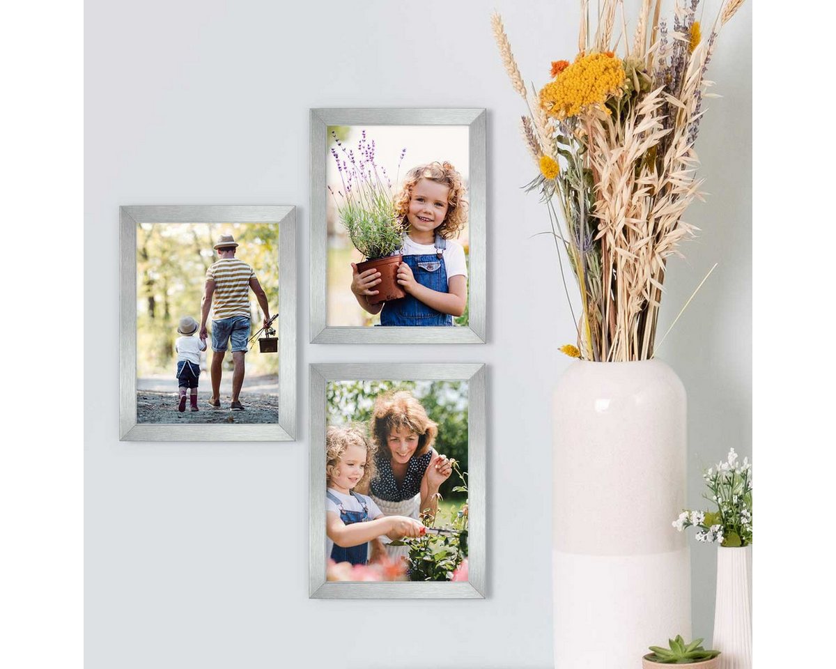 PHOTOLINI Bilderrahmen 3er Set modern mit bruchsicherem Acrylglas, Holz MDF, Fotos & Poster, für 3 Bilder (3er Set), Posterrahmen 13x18 cm zum Aufhängen & Aufst – Bild 2 von 5
