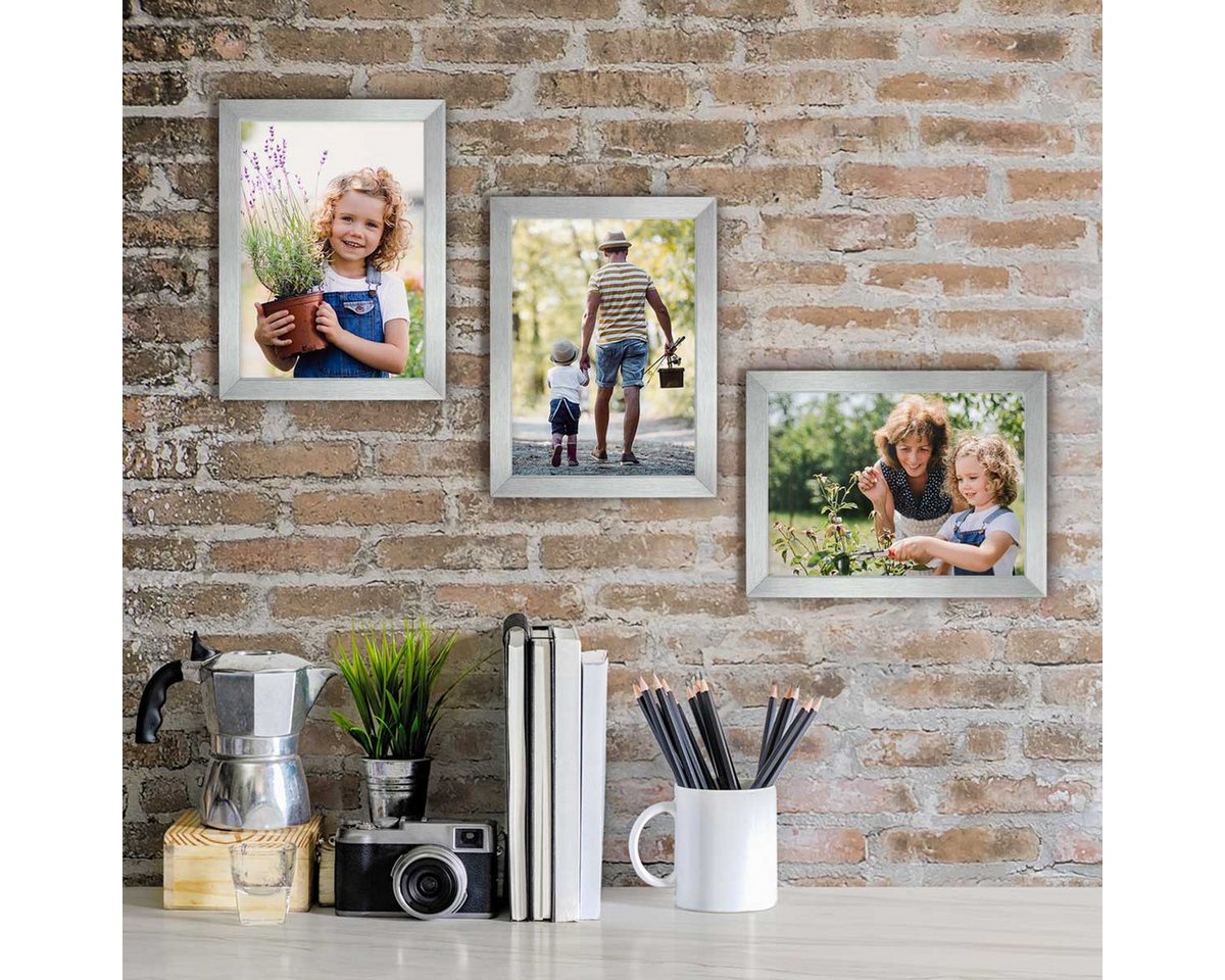 PHOTOLINI Bilderrahmen 3er Set modern mit bruchsicherem Acrylglas, Holz MDF, Fotos & Poster, für 3 Bilder (3er Set), Posterrahmen 13x18 cm zum Aufhängen & Aufst – Bild 4 von 5