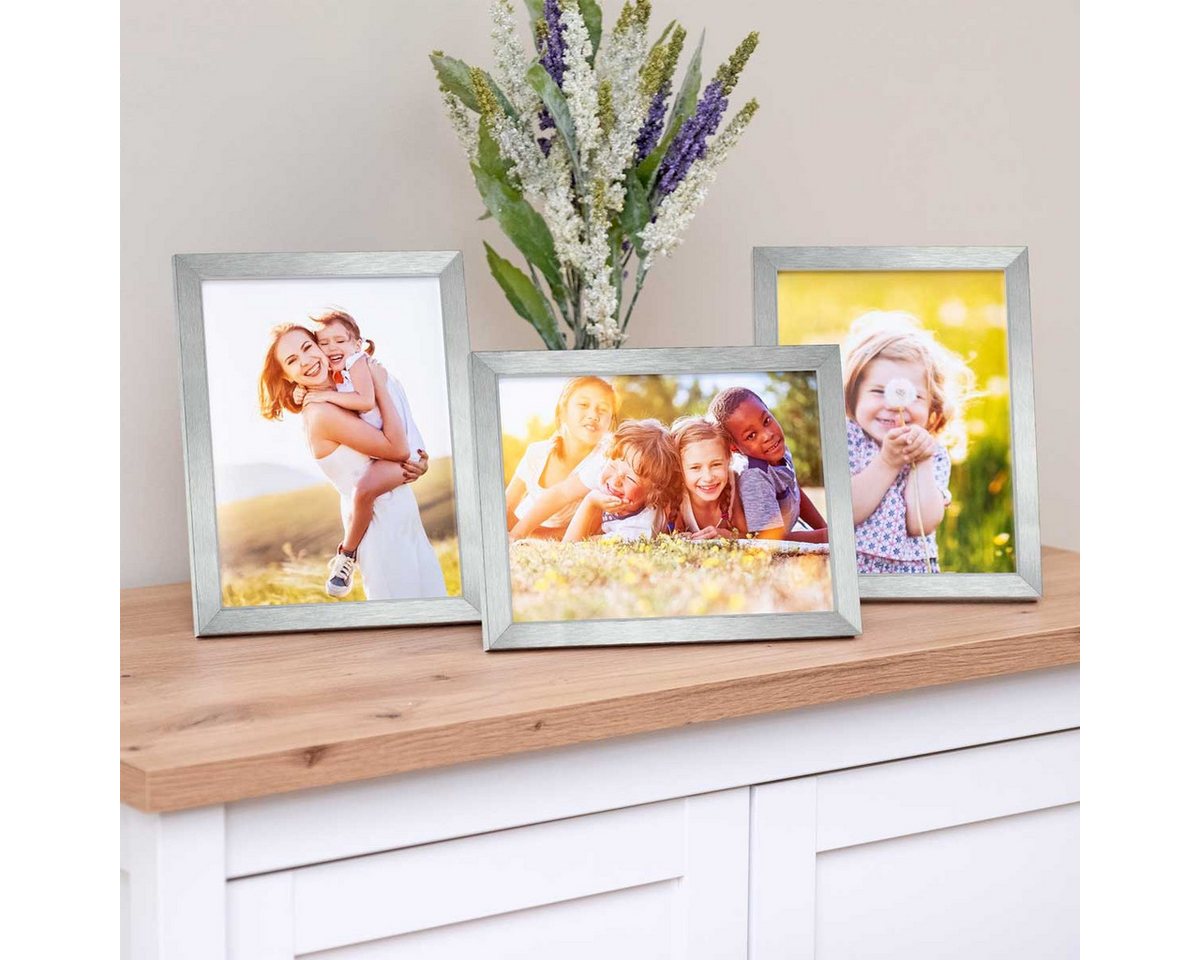 PHOTOLINI Bilderrahmen 3er Set modern mit bruchsicherem Acrylglas, Holz MDF, Fotos & Poster, für 3 Bilder (3er Set), Posterrahmen 15x20 cm zum Aufhängen & Aufst – Bild 2 von 5