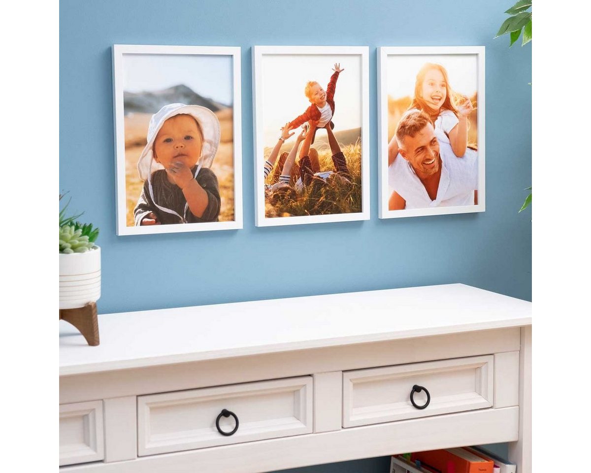PHOTOLINI Bilderrahmen 3er Set modern mit bruchsicherem Acrylglas, Holz MDF, Fotos & Poster, für 3 Bilder (3er Set), Posterrahmen A4 21x30 cm zum Aufhängen & Au – Bild 2 von 5